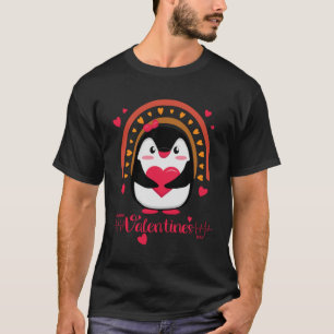 Camiseta Feliz dia de os namorados para pinguim fofo