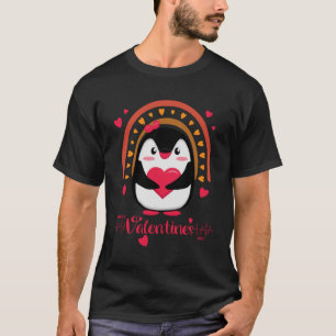 Camiseta Feliz dia de os namorados para pinguim fofo