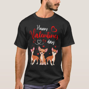 Camiseta Feliz dia de os namorados Três Cães Chihuahua Cute