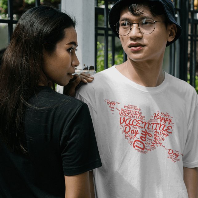 Camiseta Feliz dia de os namorados vermelho (Criador carregado)