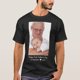 Camiseta Feliz Dia de os pais Novo Avô Foto Preta