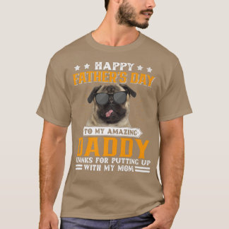 Camiseta Feliz Dia de os pais Pug Dog Pai Presente Para Hom