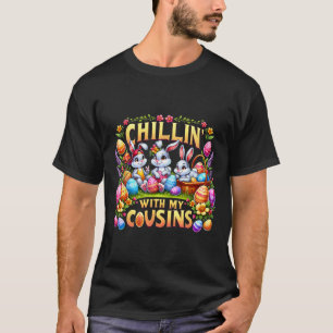 Camiseta Feliz Dia de Páscoa Relaxando Com Meu Primo Páscoa