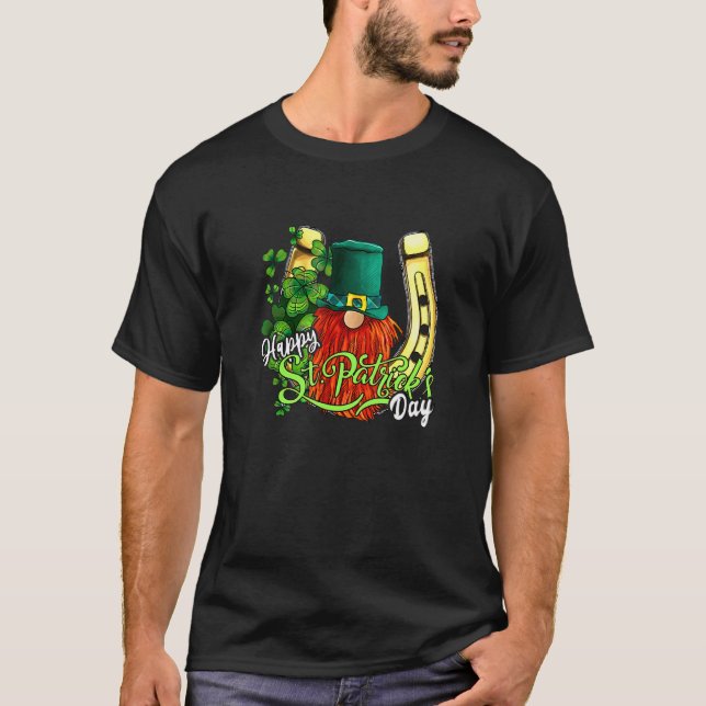 Camiseta Feliz Dia de Patrick Trevo da Sorte C Gnome Ferrad (Frente)