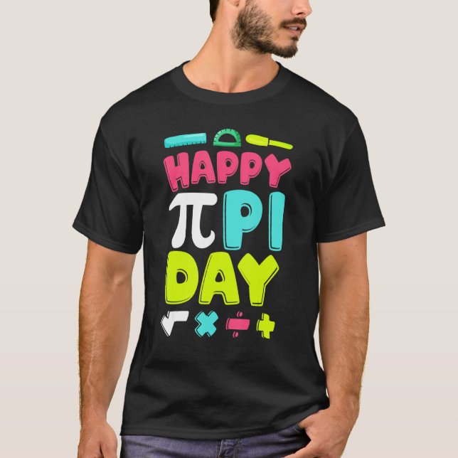 Camiseta Feliz Dia de Pi Meninos Meninas Professores de Mat (Frente)