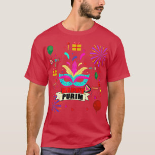 Camiseta Feliz Dia de Purim Adulto de Férias Judaicas Mardi
