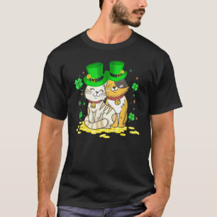 Camiseta Feliz Dia de São Patrício Amor de Trevo Gato Patri