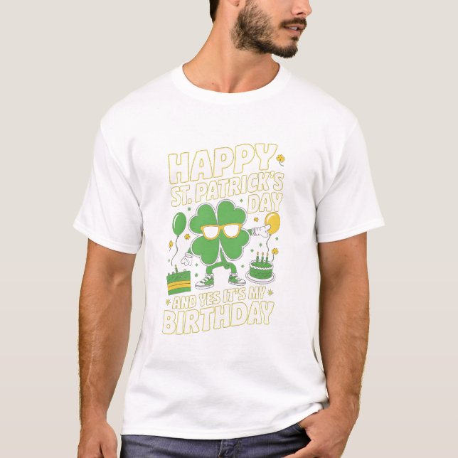 Camiseta Feliz Dia de São Patrício Aniversário Shamrock Dab (Frente)