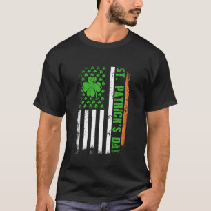 Camiseta Feliz Dia de São Patrício Bandeira Americana dos E