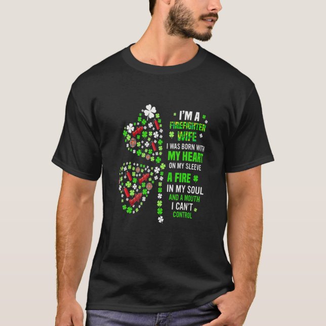 Camiseta Feliz Dia de São Patrício Bombeiro Shamrock Men Wo (Frente)