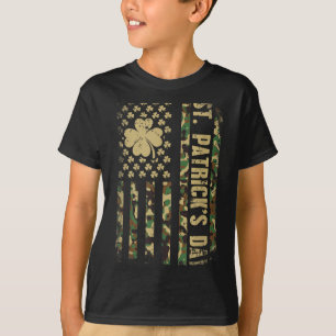 Camiseta Feliz dia de São Patrício camuflagem da bandeira a