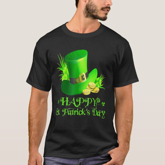 Camiseta Feliz Dia de São Patrício Celebrar o Chapéu Irland (Frente)