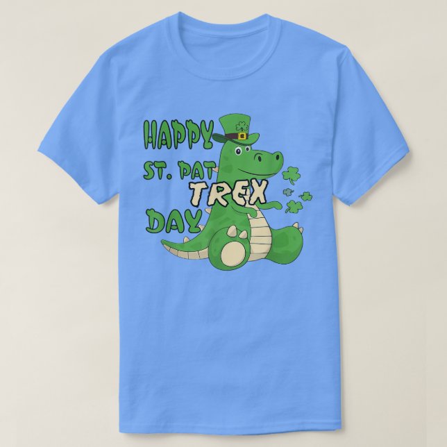 Camiseta Feliz Dia de São Patrício com os motivos dos dinos (Frente do Design)