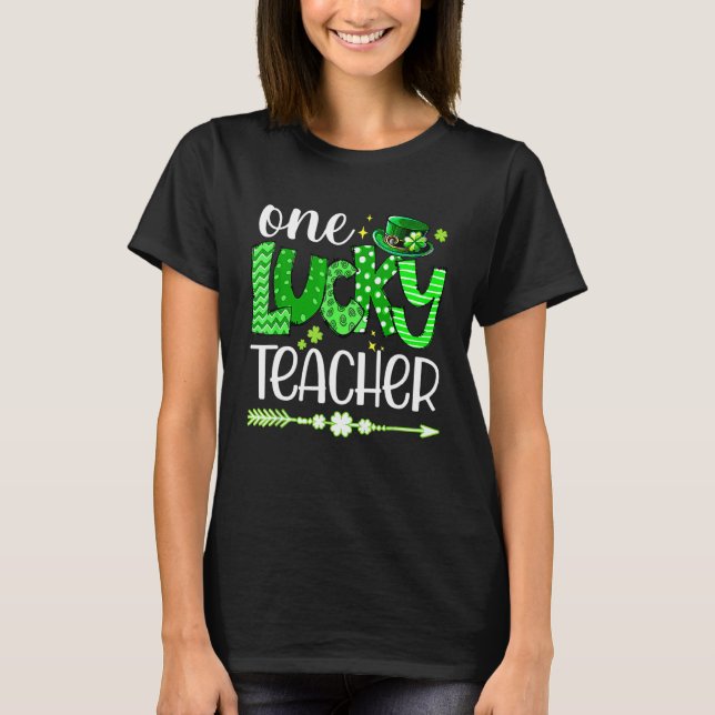 Camiseta Feliz Dia de São Patrício Cute One Lucky Teacher S (Frente)