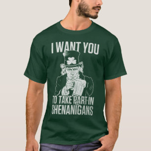 Camiseta Feliz Dia de São Patrício Divertido EUA Tio Sam fe