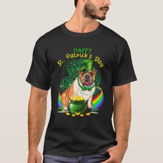 Camiseta Feliz Dia de São Patrício do Buldogue Leprechaun H
