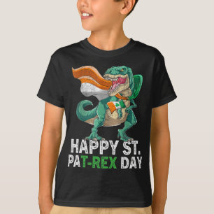 Camiseta Feliz Dia de São Patrício dos Dinossauros Trex Inf