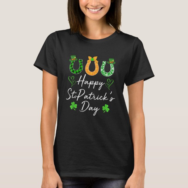 Camiseta Feliz Dia de São Patrício E Cavalo Clássico De Sha (Frente)