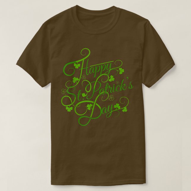 Camiseta Feliz Dia de São Patrício e shamrock (Frente do Design)