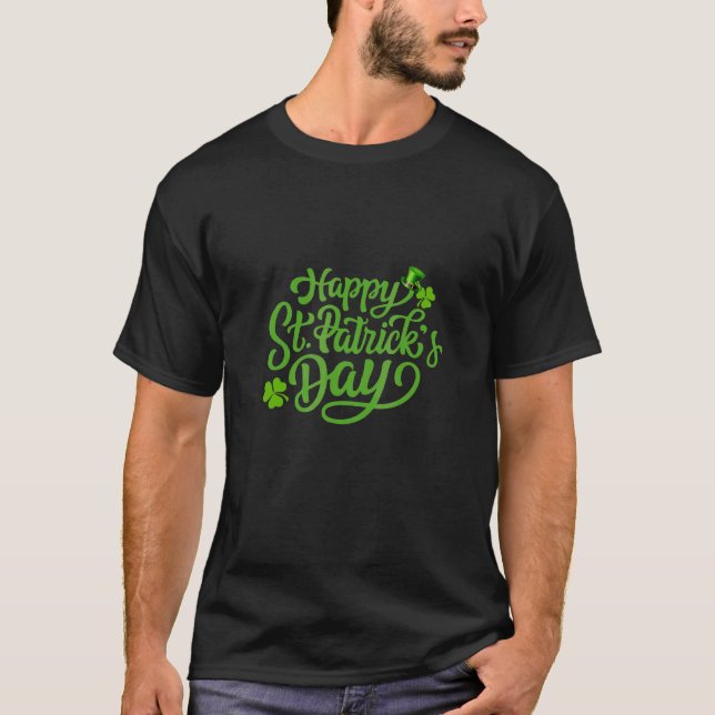 Camiseta Feliz Dia de São Patrício E Shamrock Clássico 8 (Frente)