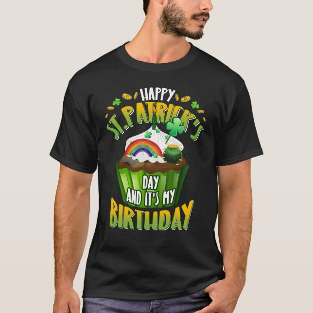 Camiseta Feliz Dia de São Patrício e sim é meu aniversário (Frente)