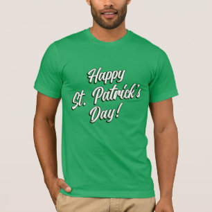 Camiseta Feliz Dia de São Patrício Escrito Branco em Verde