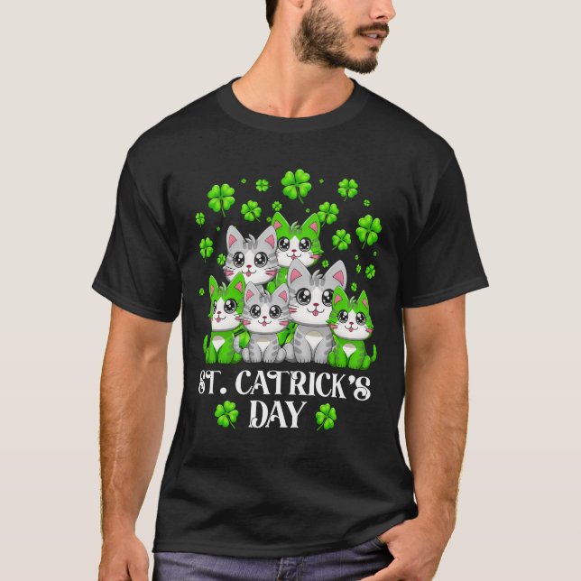 Camiseta Feliz Dia de São Patrício Feliz Dia dos Gatos de G (Frente)