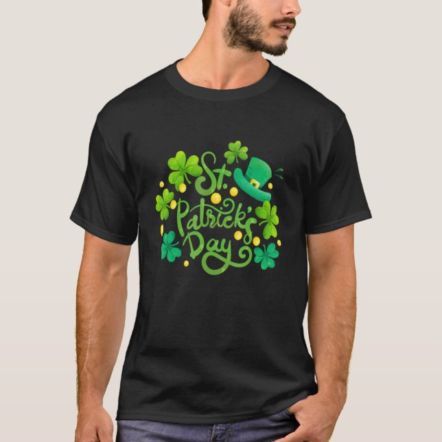 Camiseta Feliz Dia de São Patrício Irlandês Leprechaun Hat  (Frente)