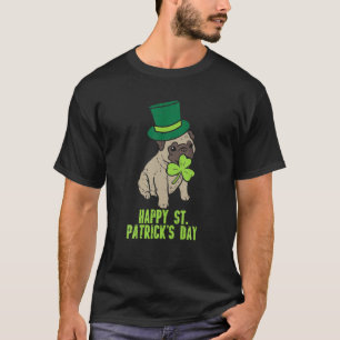 Camiseta Feliz Dia de São Patrício Irlandês Pug Dog Cute