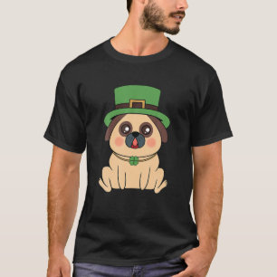 Camiseta Feliz Dia de São Patrício Irlandês Pug Dog Cute