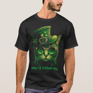 Camiseta Feliz Dia de São Patrício Irlandês Verde Cat Irlan