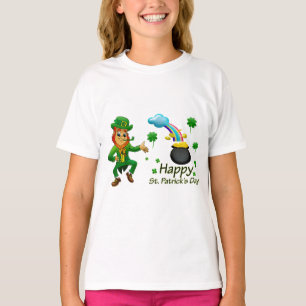Camiseta Feliz Dia de São Patrício Leprechaun Rainbow