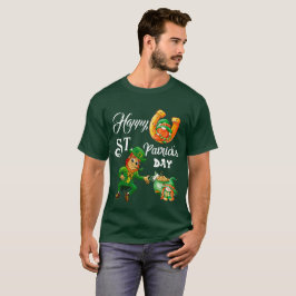 Camiseta Feliz Dia de São Patrício Lucky Leprechaun Pote de