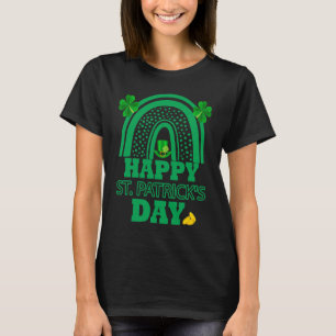 Camiseta Feliz Dia de São Patrício Rainbow Leprechaun Hat S