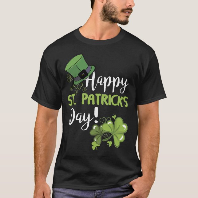 Camiseta Feliz Dia de São Patrício, Rua Muitos Shamrock Ver (Frente)