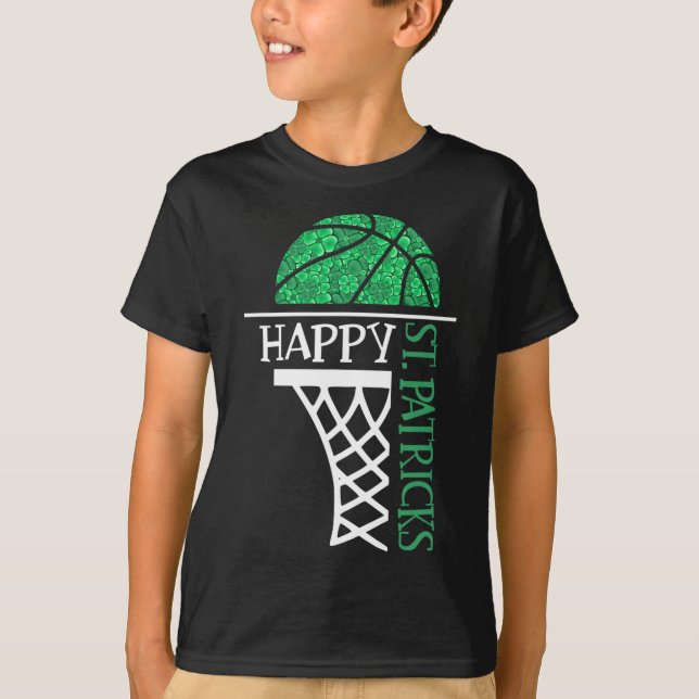 Camiseta Feliz Dia de São Patrício Shamrock jogador de basq (Frente)