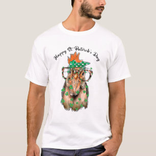 Camiseta Feliz Dia de São Patrício Shamrock Leaf Chicken 
