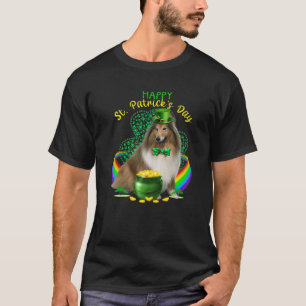 Camiseta Feliz Dia de São Patrício Shetland Cachorro Lepr