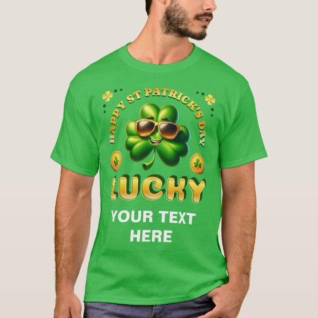 Camiseta Feliz Dia de São Patrício, Sortudo, Moedas irlande (Frente)