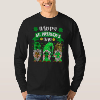 Camiseta Feliz Dia de São Patrício Três Gnomo Shamrock Lepa