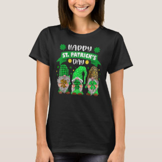 Camiseta Feliz Dia de São Patrício Três Gnomo Shamrock Lepa