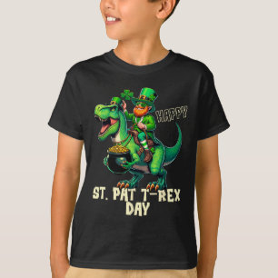 Camiseta Feliz Dia de São Patrício Trex Dia Dinossauro Meni