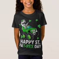 Feliz Dia de São Patrício Trex Dinossauro Criança