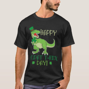 Camiseta Feliz Dia de St Patrex Pat T-rex Dino Irlandês Pat