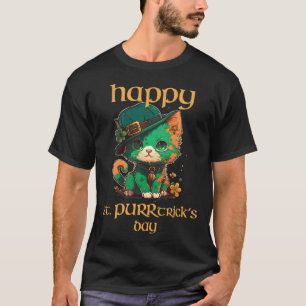 Camiseta Feliz Dia de St PURRtrick Leprechaun Gato St Patri