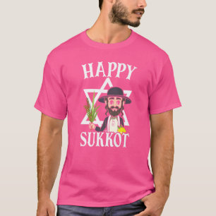 Camiseta Feliz Dia de Sucota Lulav Palm Tree Israelita