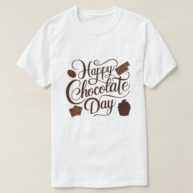 Camiseta Feliz dia de tipografia de chocolate design (Frente do Design)