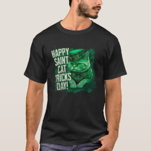 Camiseta Feliz Dia de Truques do Gato Santo Dia de São Patr