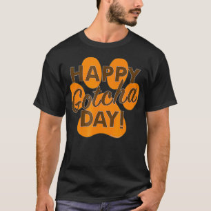 Camiseta Feliz Dia do Apanhol Laranja Pata Impressa Animal