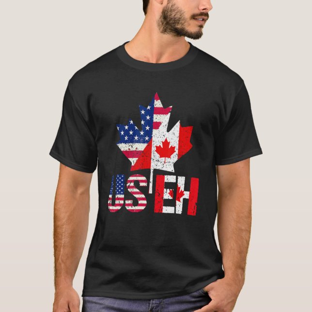 Camiseta Feliz Dia do Canadá, Americano, Bandeira Useh Prid (Frente)